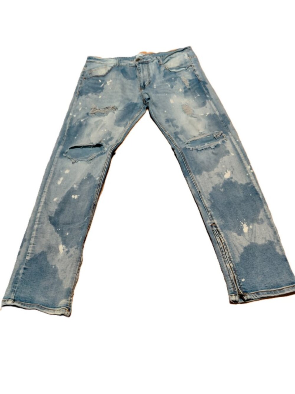 Fashion Nova Men Distressed Paint Splatter Blue Jeans Size 40